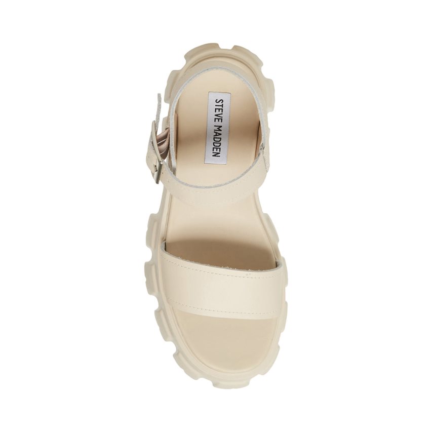 White Steve Madden Ellie Leather Women's Platform Sandals | PH 8412IOV